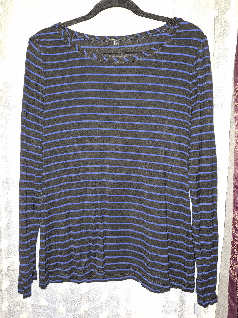 Cable & Gauge Black and Blue Striped Long Sleeve Tee
